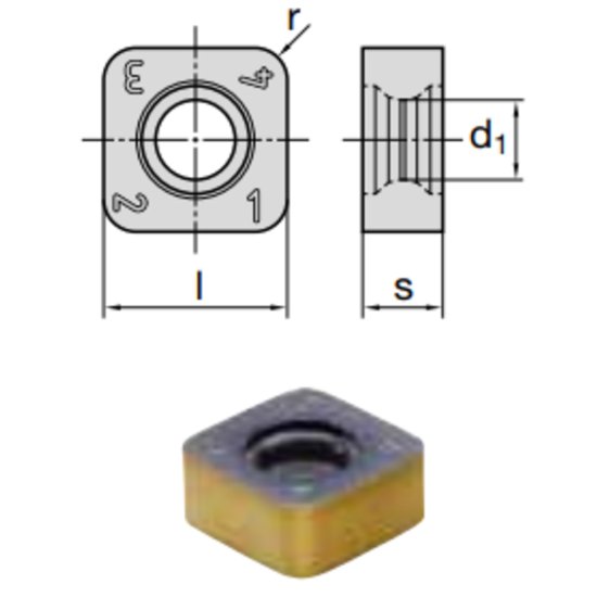 Picture of LMT Fette SNKQ 120520SN LCK10M Indexable Milling Insert Square